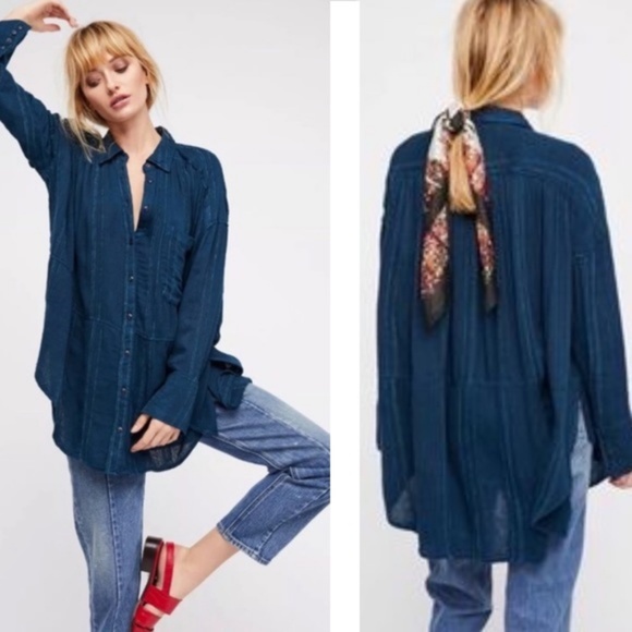 Free People Tops - Free People Cozy Nights Hi-lo Button Down Shirt